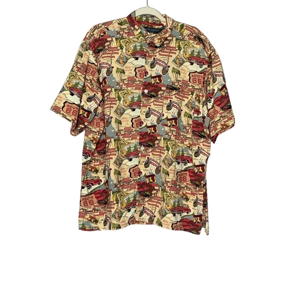 N.E. WEAR San Francisco We Got Our Kicks‎ on Route 66 button down shirt. Size L